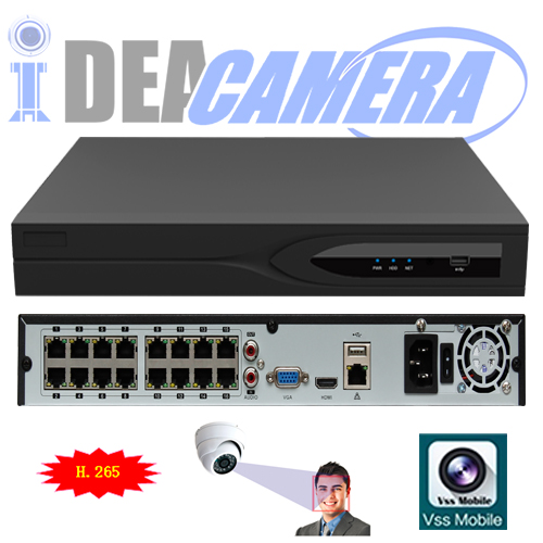 H.265 NVR,16CH 2SATA HD NVR with 1CH Face Detection,VSS Mobile App,16CH Playback,P2P
