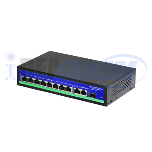 120W 8+2+1 Active 10/100/1000Mbps POE Switch, Internal Power Supply.