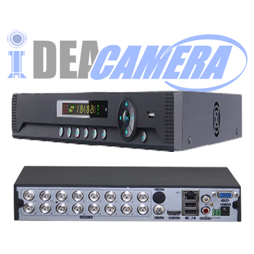Hybrid DVR,2SATA,H.265,5-in-1,16ch*4M@8FPS/16ch*5M@6FPS,16CH Playback,P2P,XMEYE APP