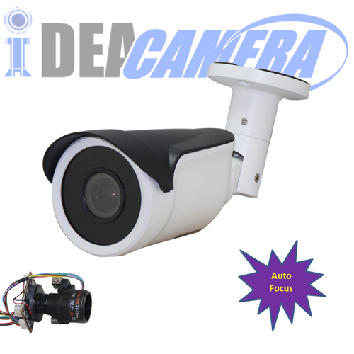 HD H.265 2.0Megapixels Waterproof IR Bullet IP Camera with HD 2.8-12mm 4X motorized zoom lens, Auto focus, Audio in, PoE power supply, VSS Mobile APP
