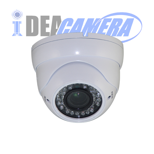 HD H.265 2.0Megapixels Vandal-proof IR Dome IP Camera, Audio in with POE, HD 2.8-12mm Varifocal Lens, VSS Mobile APP, Supports face detection.