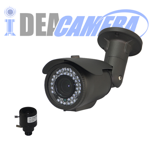 2.0MP H.265 Waterproof IR Bullet IP Camera with Audio, 3.0mega pixels 2.8-12mm Varifocal Lens, POE Power Supply, VSS Mobile APP.
